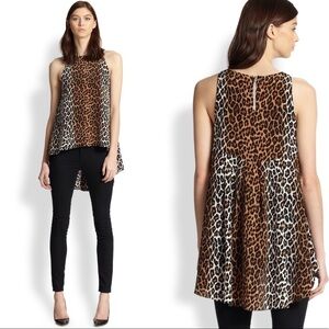 Elizabeth and James Everly Sleeveless High Low Top In Leopard Animal Print xs